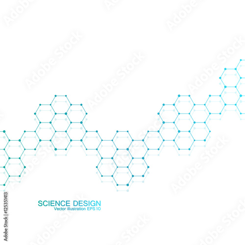 Structure molecule of DNA and neurons. Structural atom. Chemical compounds. Medicine, science, technology concept. Geometric abstract background. Vector illustration for your design.
