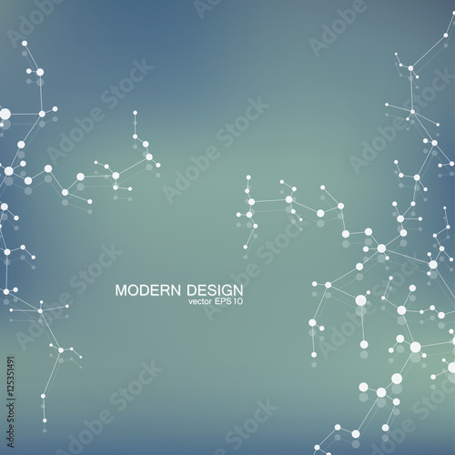 Structure molecule of DNA and neurons. Structural atom. Chemical compounds. Medicine, science, technology concept. Geometric abstract background. Vector illustration for your design.