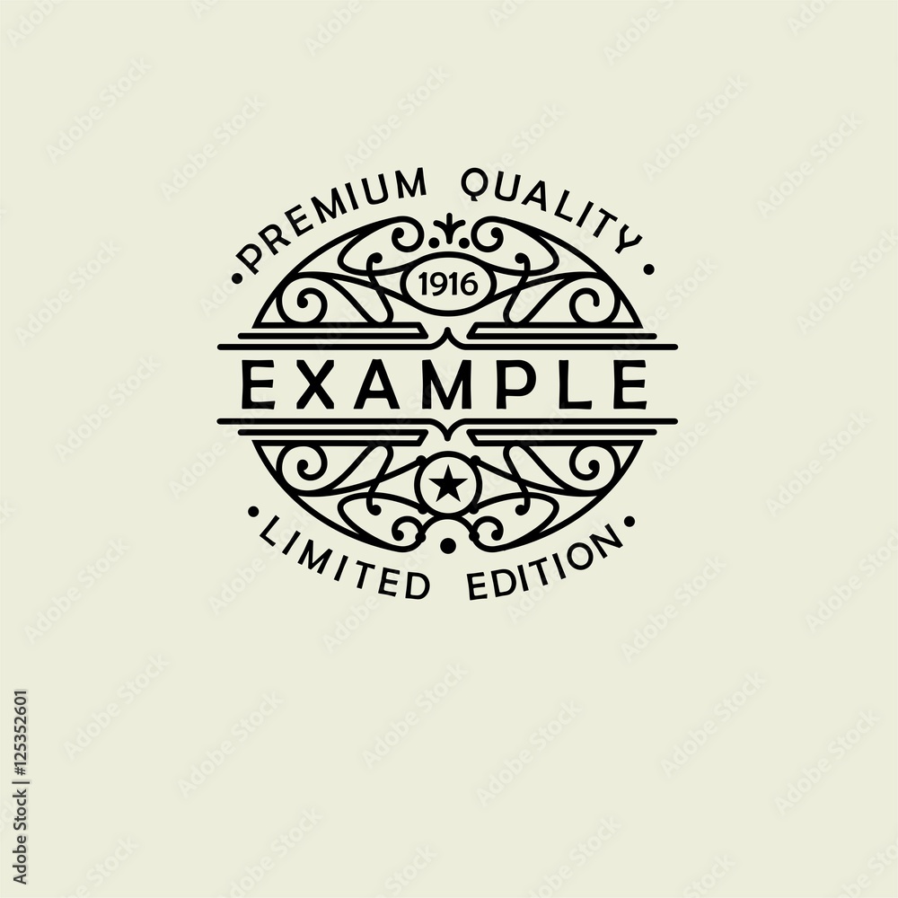 Obraz premium Beautiful floral Oval emblem, badge, monogram, for template logo in the style of Nouveau art