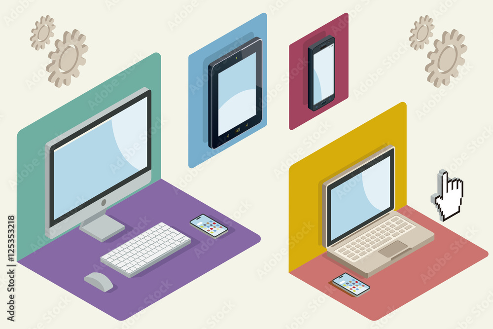 Technological Devices in Isometric Perspective Technological Devices in Isometric Perspective