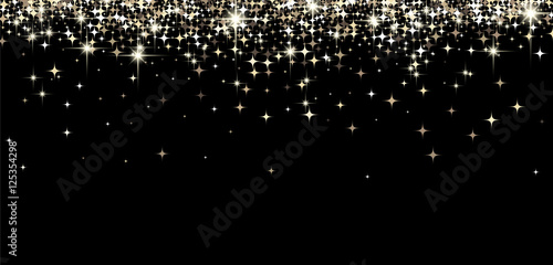 Black shining banner with stars.
