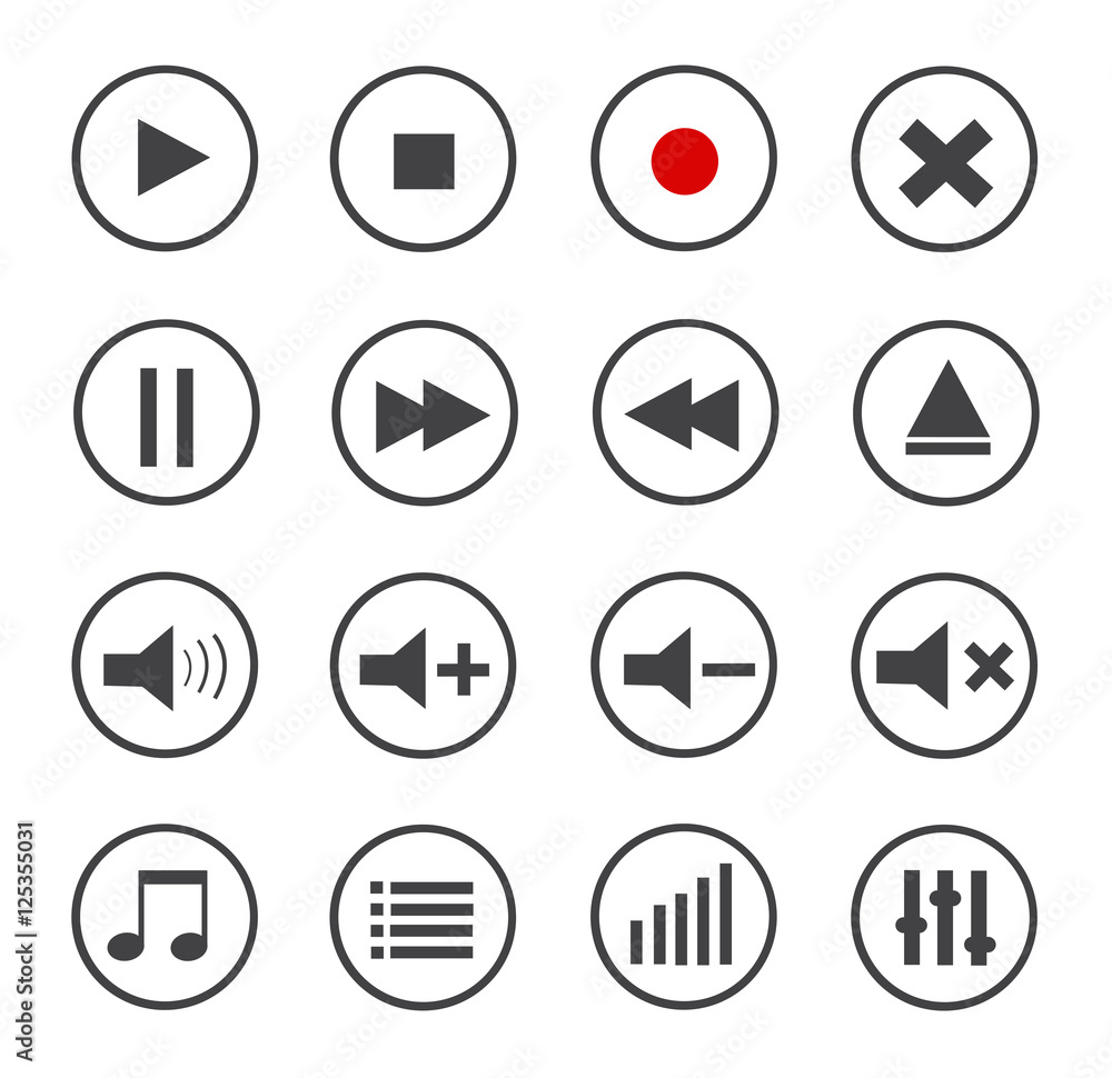 Media Player Vector Icons Set Media Player Vector Icons Set