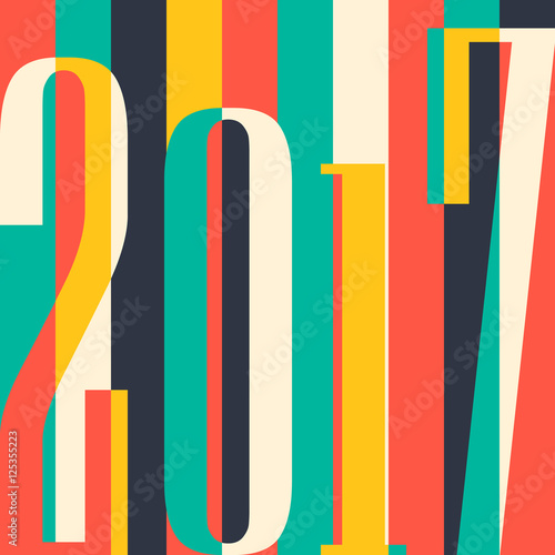 Vector 2017 Happy New Year background. calendar cover, typographic vector illustration.