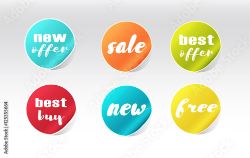 colorful sale stickers set
