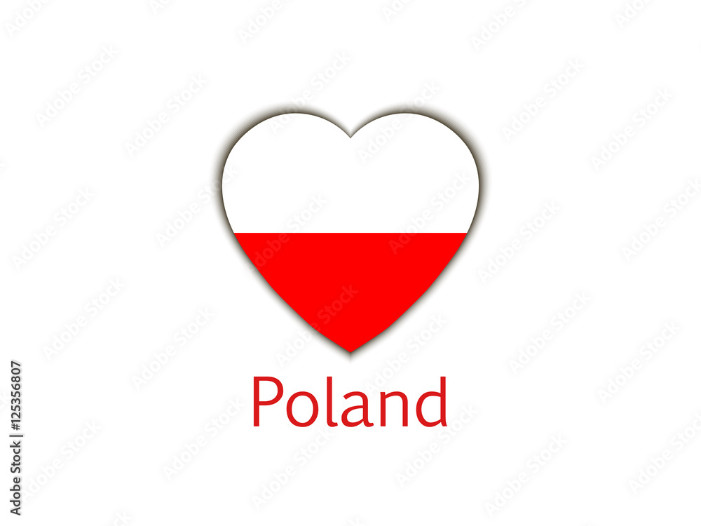 Heart with Polish flag with shadow isolated on white background. Poland's independence. Vector illustrations. Heart with Polish flag with shadow isolated on white background. Poland's independence. Vector illustrations.