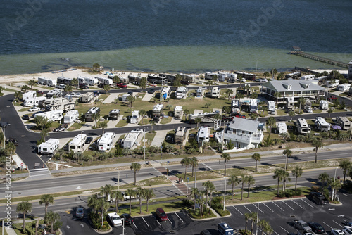 Pensacola Beach Florida USA - October 2016 - Overview of a RV seaside park photo