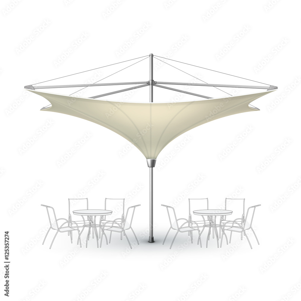 Vector White Beige Blank Inversed Lotus Patio Outdoor Beach Cafe Bar Pub  Lounge Restaurant Umbrella Parasol for Branding Front Side View Mock up  Close up Isolated on White Background Stock Vector