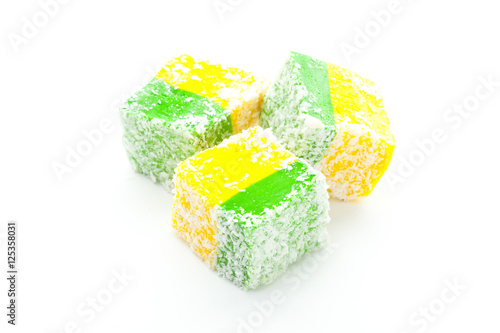 Tasty Turkish delight isolated on white