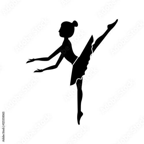 silhouette dancer pose fifth arabesque vector illustration