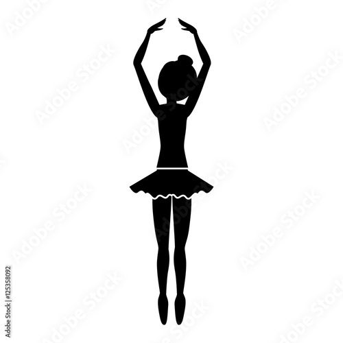 silhouette with dancer fifth position tiptoes vector illustration