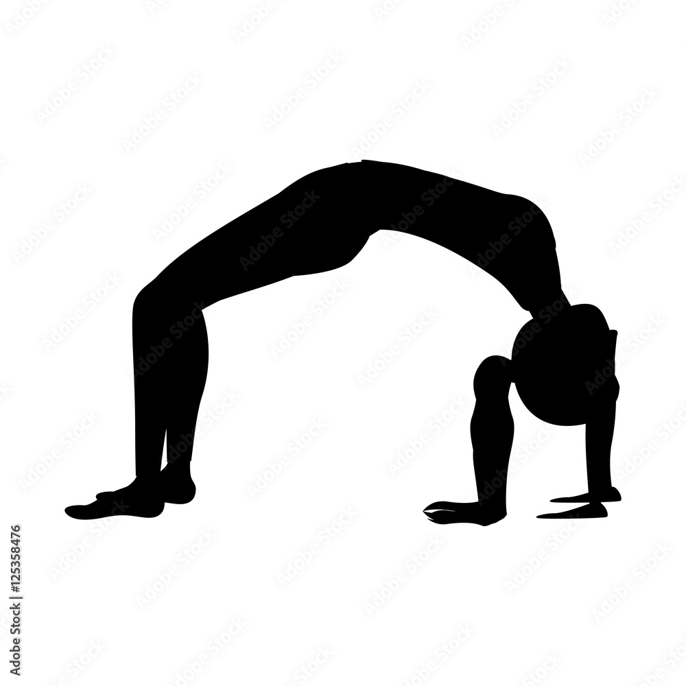 silhouette yoga woman upward bow pose vector illustration silhouette yoga woman upward bow pose vector illustration