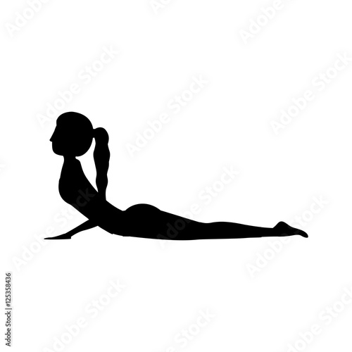 silhouette yoga woman cobra pose vector illustration