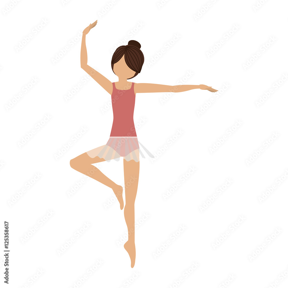 colorful dancer pirouette third position vector illustration