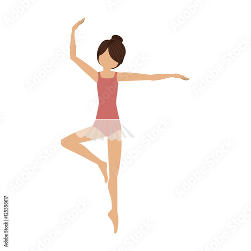 colorful dancer pirouette third position vector illustration