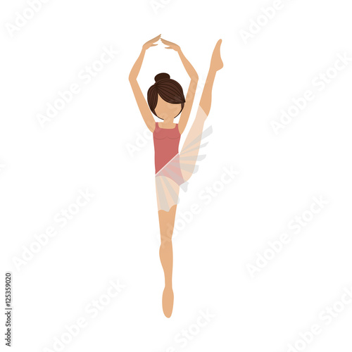 colorful dancer fifth position with leg up vector illustration