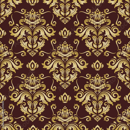 Oriental classic pattern. Seamless abstract background with repeating elements. Brown and golden pattern