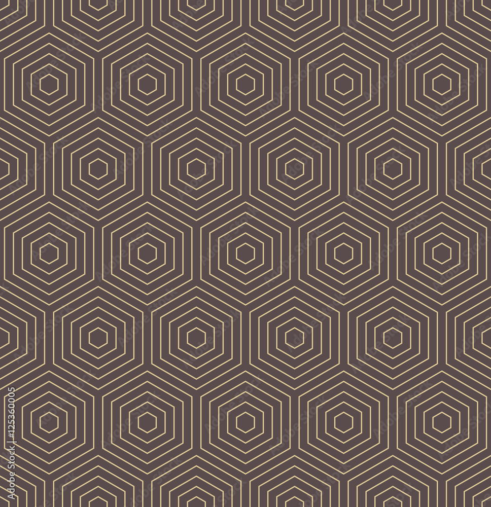 Geometric fine abstract hexagonal background. Seamless modern pattern. Brown and golden pattern Geometric fine abstract hexagonal background. Seamless modern pattern. Brown and golden pattern