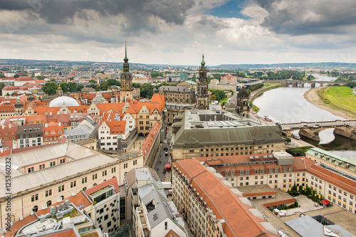 Aerial view over the city of Dresden