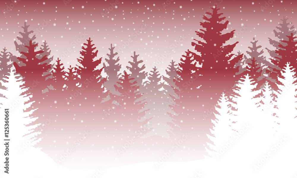 Wald im Winter - Rot