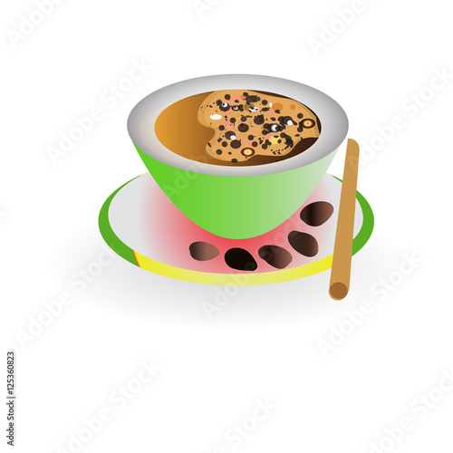 green cup of coffee on background