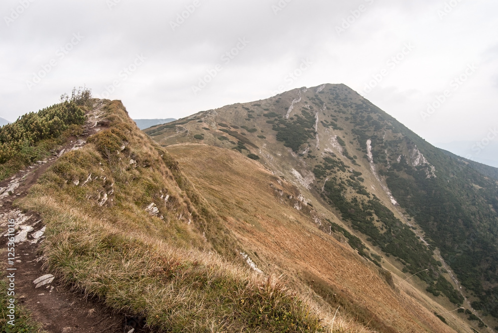 Pekelnik and Velky Krivan hill in autumn Mala Fatra mountain range in Slovakia