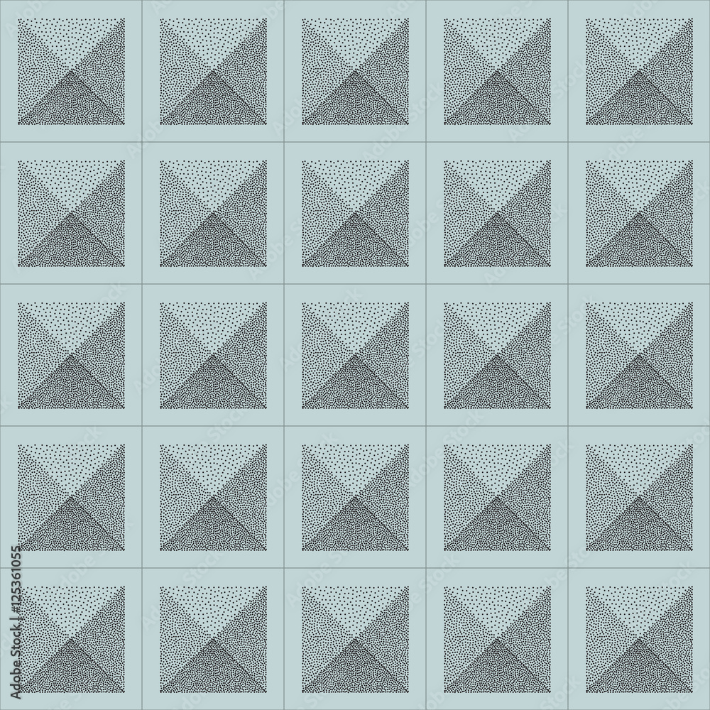 Vector Seamless Stippling Halftone Gradient Squared Pattern. Abstract Geometric Background Design