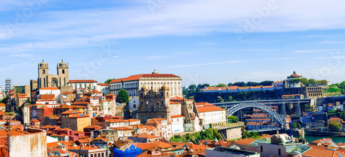 panorama of old town of Porto, Portugal