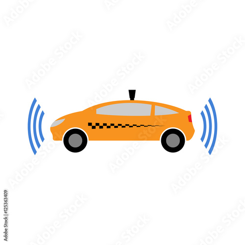 Self-driving taxi vector illustration
