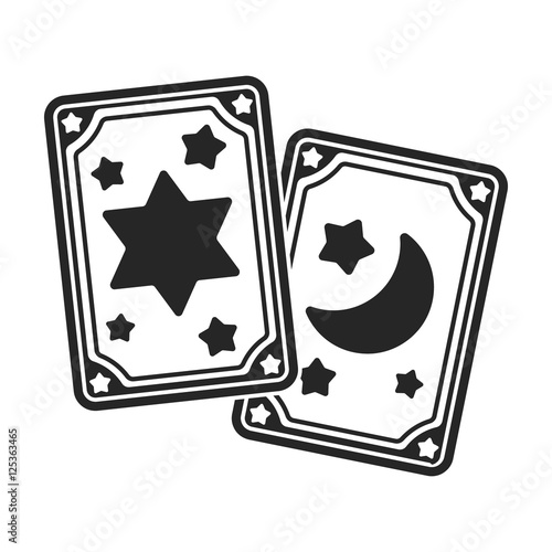 Tarot cards icon in black style isolated on white background. Black and white magic symbol stock vector illustration.