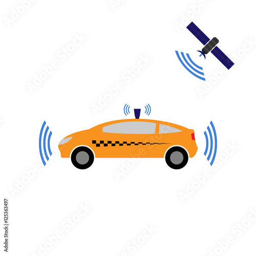 Self-driving taxi vector illustration