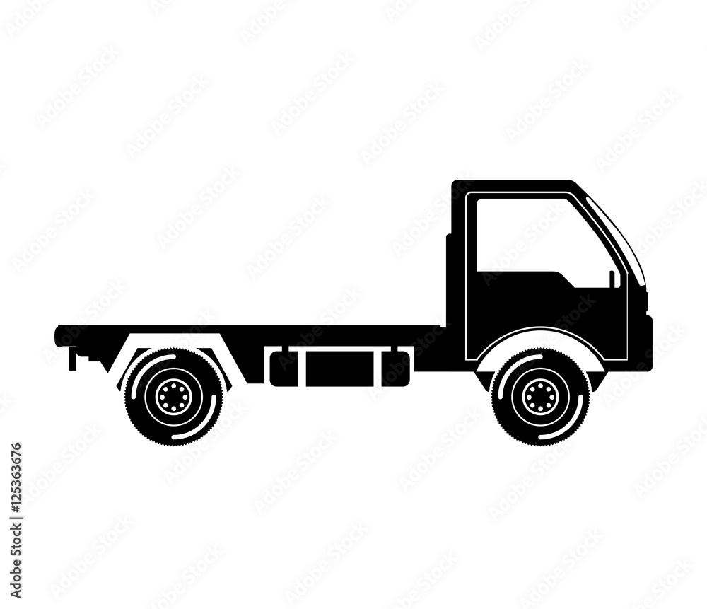 Εκτύπωση καμβά black silhouette truck transport with wheels vector illustration