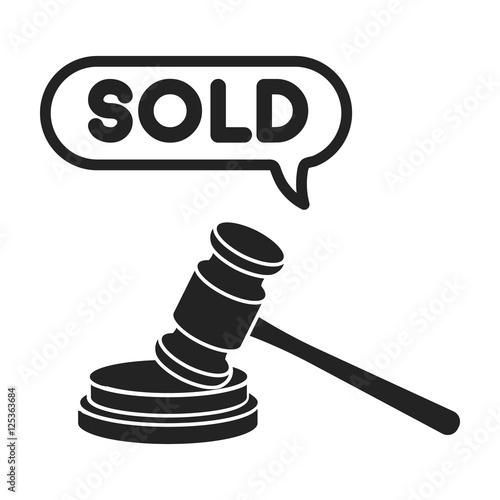 Auction hammer icon in black style isolated on white background. E-commerce symbol stock vector illustration.