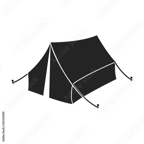Tent icon in black style isolated on white background. Hunting symbol stock vector illustration. photo