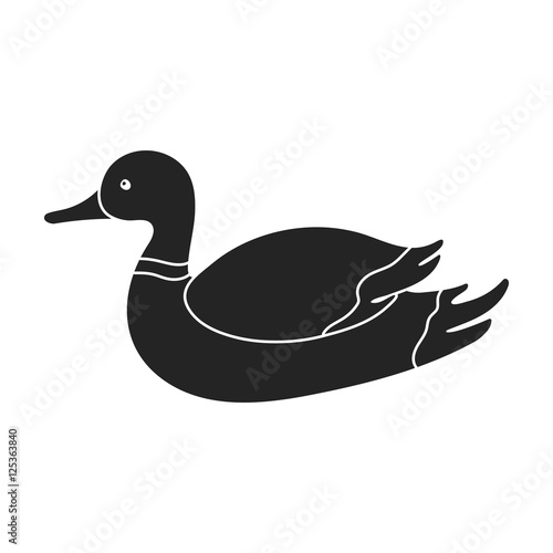 Duck icon in black style isolated on white background. Hunting symbol stock vector illustration. photo