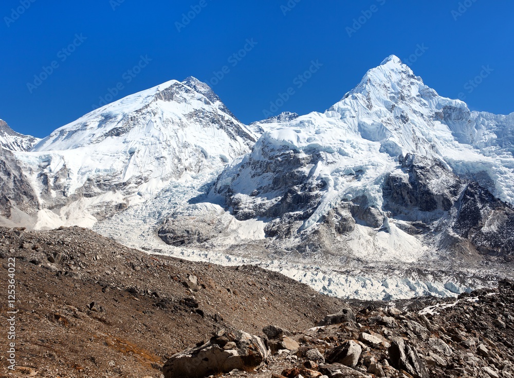 Beautiful view of mount Everest, Lhotse and Nuptse