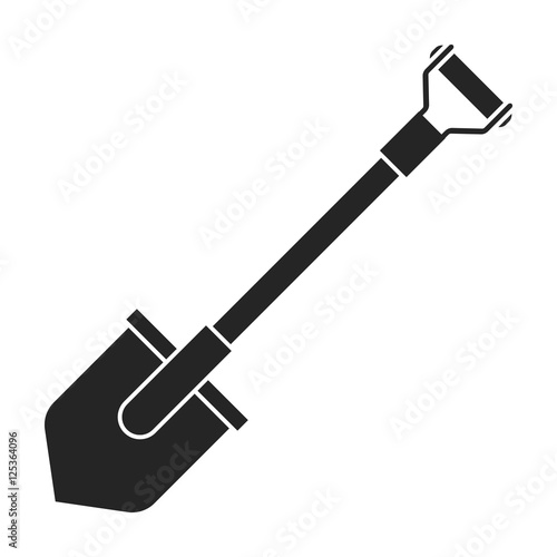 Shovel icon in black style isolated on white background. Mine symbol stock vector illustration.
