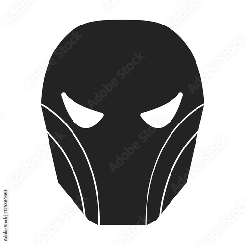 Superhero's helmet icon in black style isolated on white background. Superhero's mask symbol stock vector illustration.