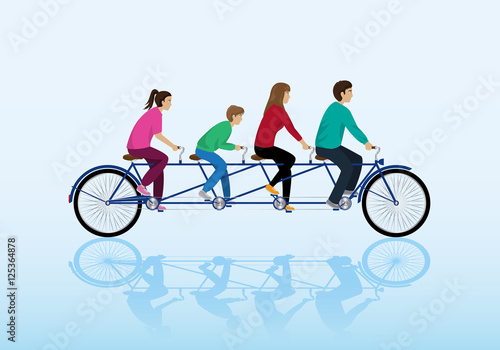 Family Riding Bicycle. Vector Illustration, Graphic Design. For Web, Websites, App, Print, Presentation Templates, Mobile Applications, Promotional Materials