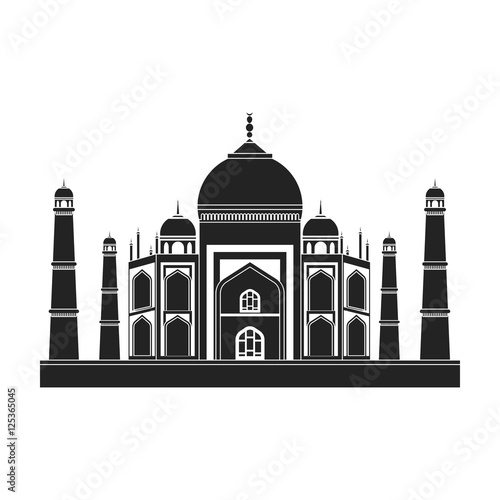 Taj Mahal icon in black style isolated on white background. India symbol stock vector illustration.