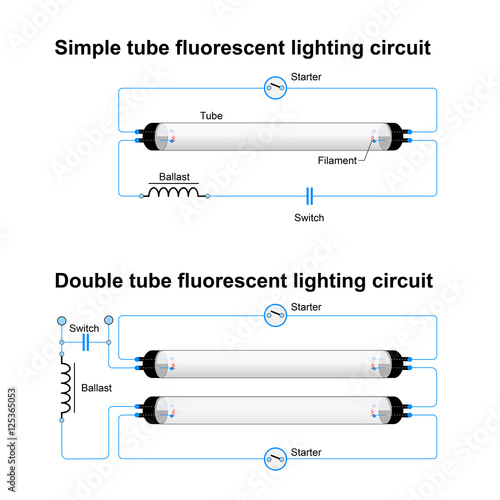 Single and Double tube fluorescent lighting circuit