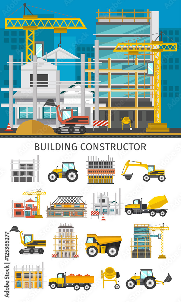 Obraz premium Construction Decorative Elements Set