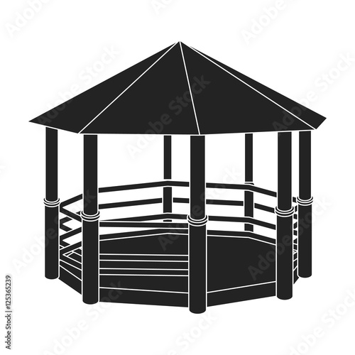 Gazebo icon in black style isolated on white background. Park symbol stock vector illustration. photo