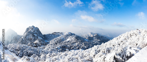 snow scene on huangshan mountain