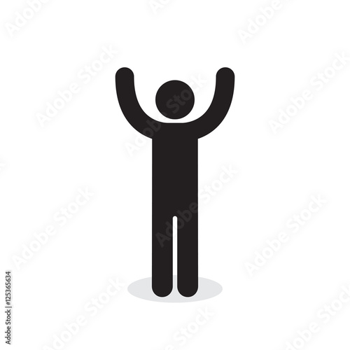 Man raised two hands icon, vector simple isolated illustration.