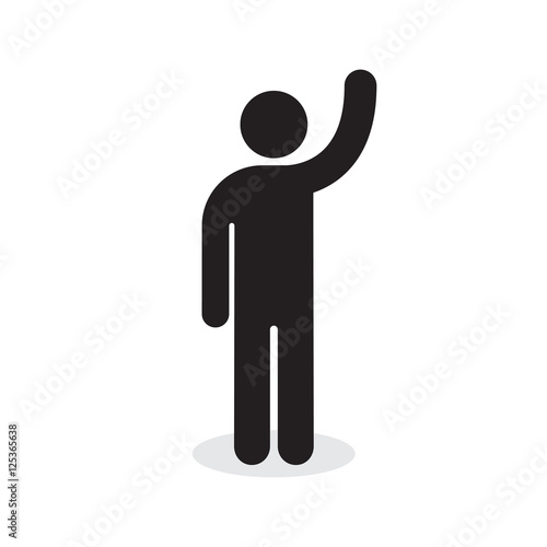 Man raised hand icon, vector simple isolated illustration.