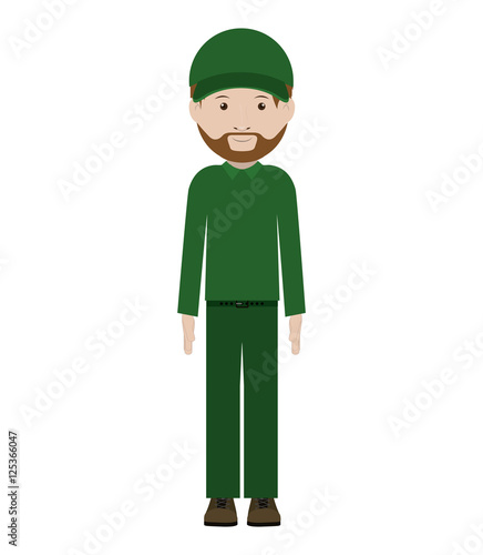 men dispatcher with green uniform and hat vector illustration