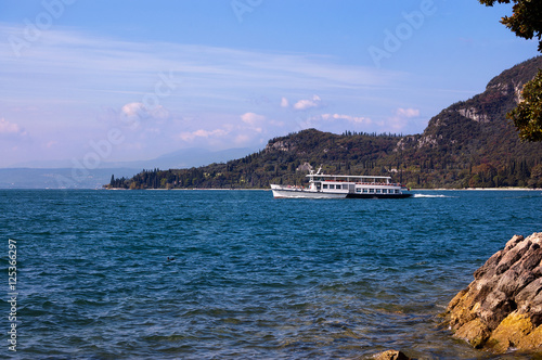 Ferry boat in the Garda Lake (Lago di Garda), Veneto, Italy
