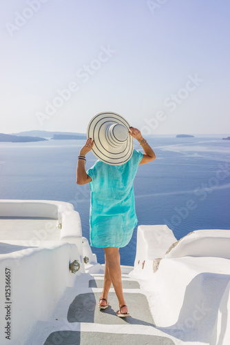 Young woman on holidays, Santorini
