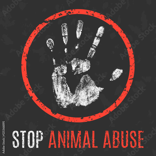 Vector. Social problems of humanity. Stop animal abuse.