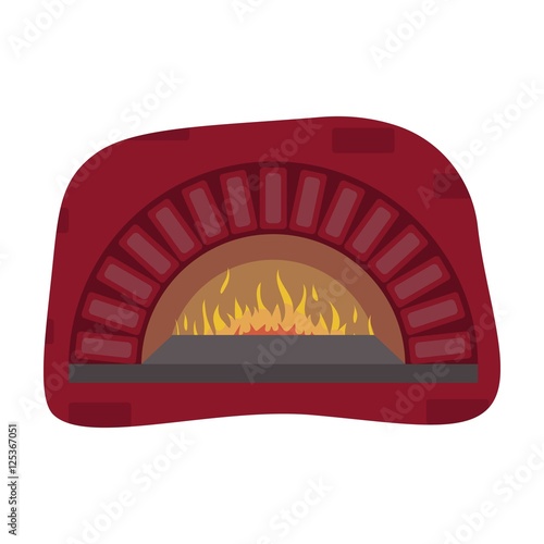 Wood-fired oven icon in cartoon style isolated on white background. Pizza and pizzeria symbol stock vector illustration.